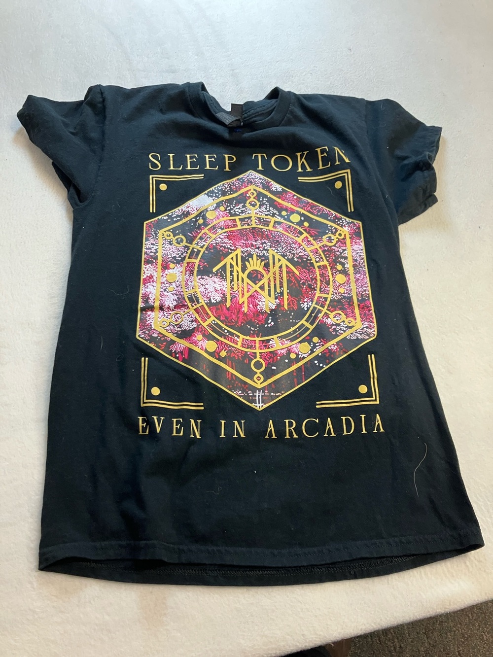 Gildan Kids Black Tee with Multicolor Hexagon Graphic